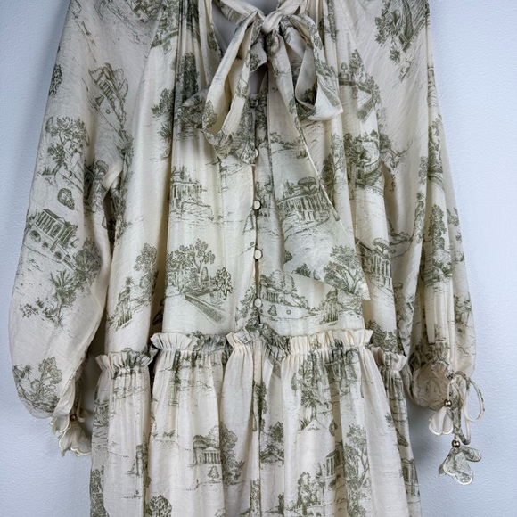 En Saison Leighton Toile Minidress Cream/Olive - Picture 8 of 16